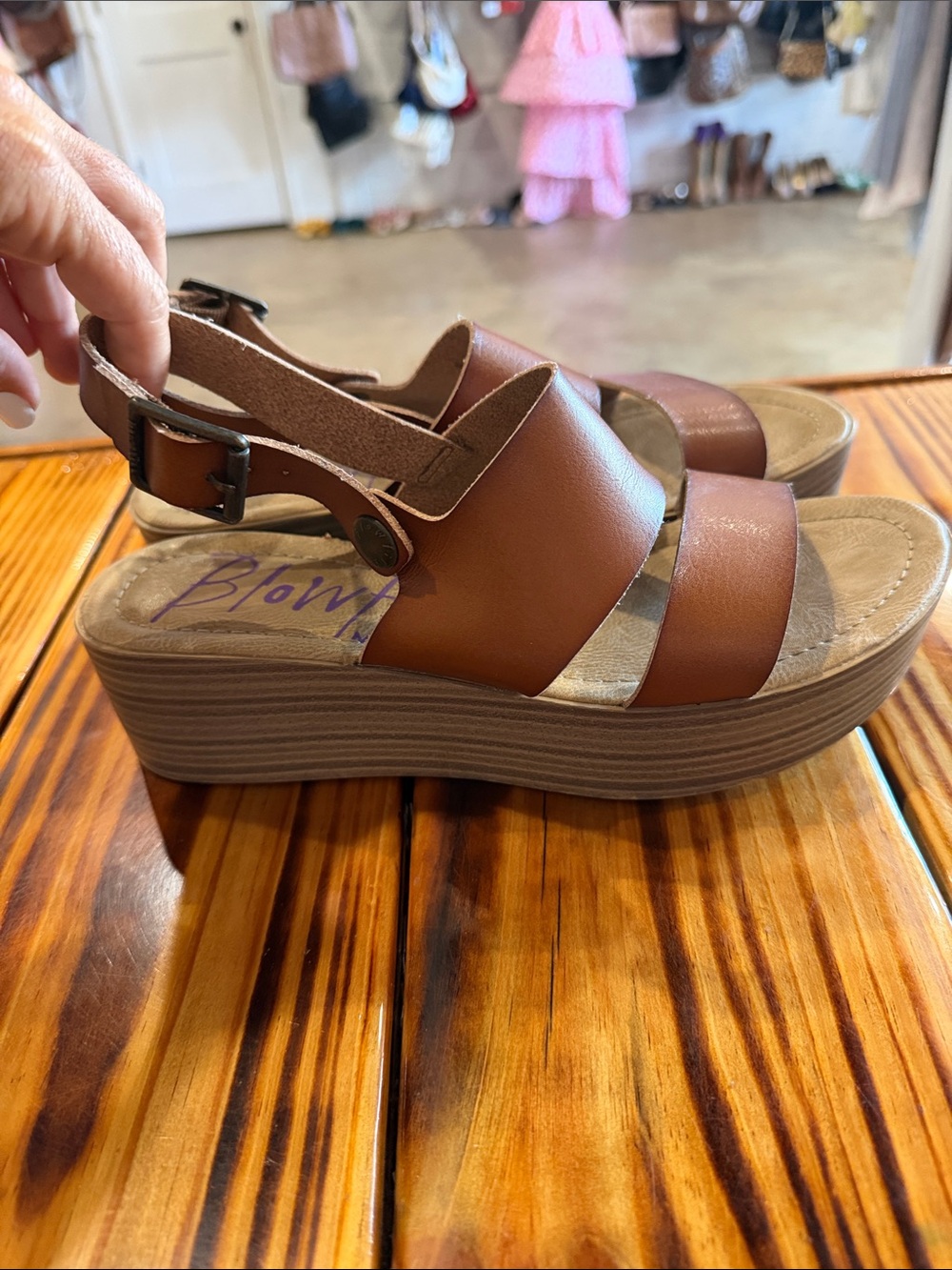 Blowfish Brown Leather Platform Sandals - Picture 2 of 5